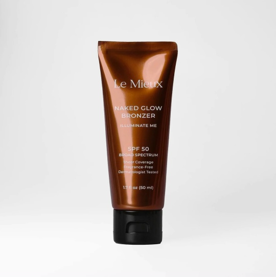 Le Mieux, Гелевый бронзатор для лица с пептидами SPF50, Naked Glow Bronzer tube